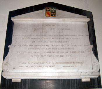 Memorial to Francis Pym died 1860 - May 2010